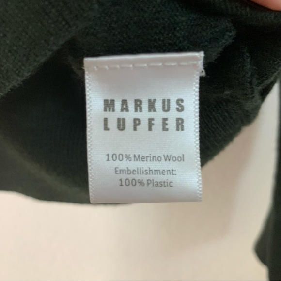 Markus Lupfer Womens green 100% merino wool sequin fox pull over sweatshirt XS - Picture 6 of 8